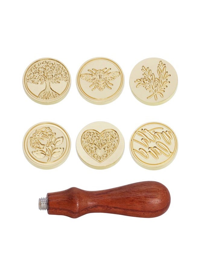 SWANGSA Wax Seal Stamp Set, Vintage 6 Pieces Sealing Wax Stamp Heads + 1 Wooden Handle Sealing Stamp Kit (Tree of Life Set) - Image 4