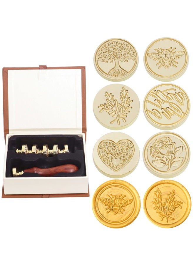 SWANGSA Wax Seal Stamp Set, Vintage 6 Pieces Sealing Wax Stamp Heads + 1 Wooden Handle Sealing Stamp Kit (Tree of Life Set) - Image 1
