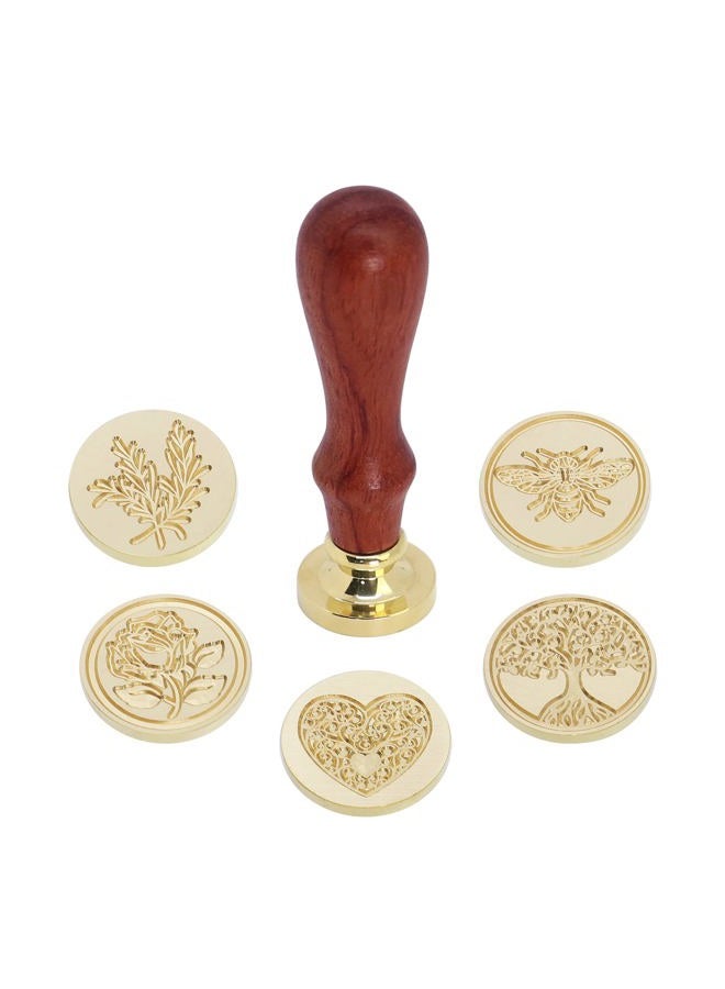 SWANGSA Wax Seal Stamp Set, Vintage 6 Pieces Sealing Wax Stamp Heads + 1 Wooden Handle Sealing Stamp Kit (Tree of Life Set) - Image 3