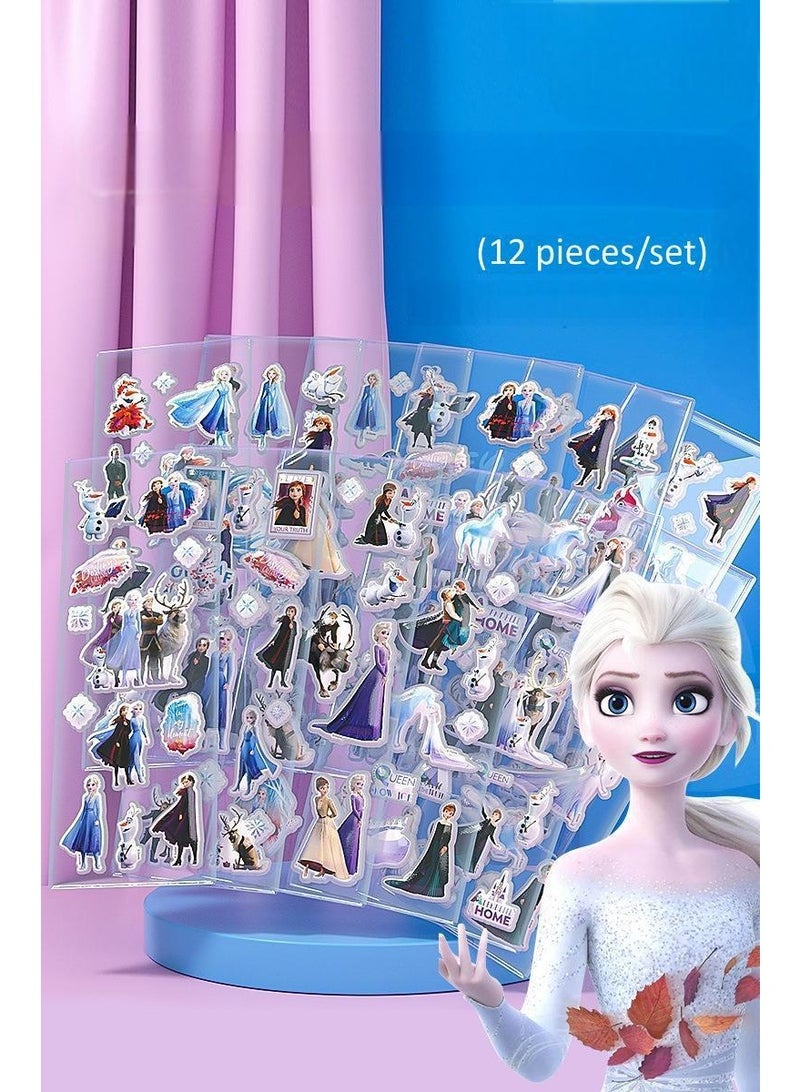 ديزني مجموعة ملصقات الأميرة إلسا المجمدة - 12 قطعة من ملصقات ديزني فروزن 2 للأطفال، مثالية لسجلات القصاصات وهدايا الحفلات والمتعة الزخرفية - Image 1