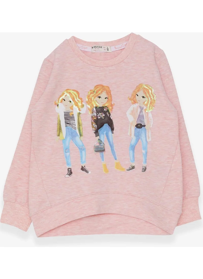 Breeze Girl's Sweatshirt Sequin Girl Printed 3-8 Years, Salmon Melange
