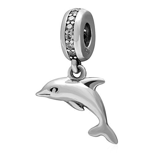 ABAOLA Dolphin Charm 925 Sterling Silver Animal Beads for Pandora Charms Bracelets (Dolphin) - Image 1