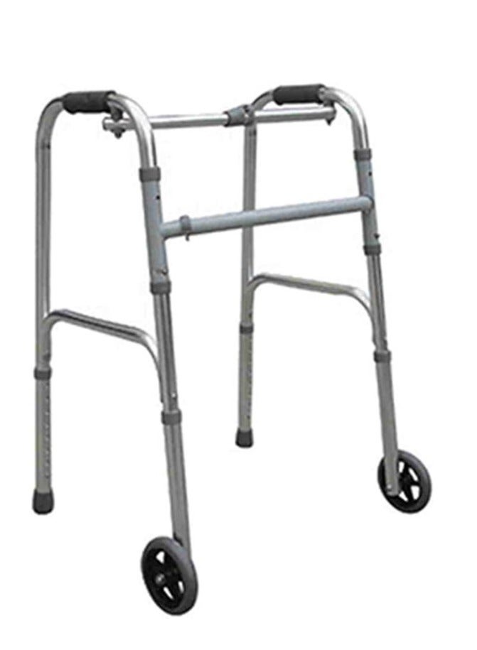 Generic Aluminum Folding Walker for Seniors with 5 Inch Front Wheels and One-Button Height Adjustable 