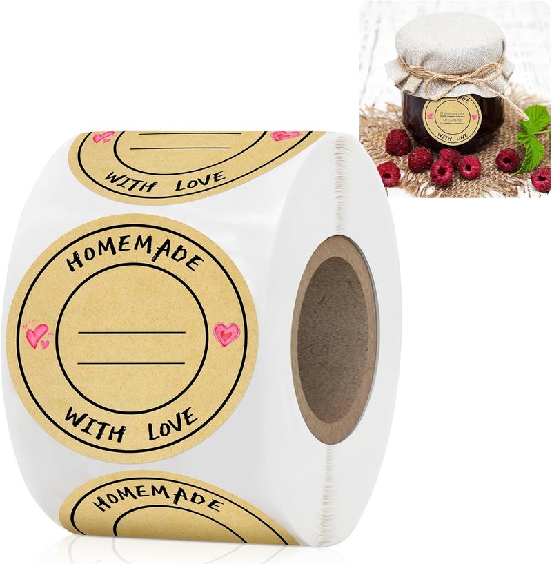 Bueake Jam and Jelly Jar Canning Labels for Mason Jars and More(2" Round 500/roll) with Lines for Writing- Jar Labels Jam, Jelly, and More - Image 1