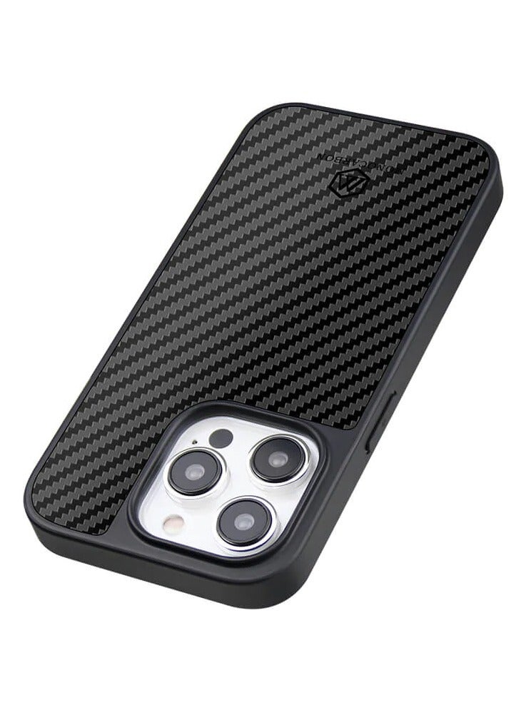 MONOCARBON Real Carbon Fiber for iPhone 15 PRO Case Cover [MagSafe Compatible] Military Grade - Matte Black - Image 3