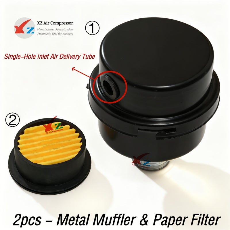 2Pcs 1/2 Inch Iron Shell Muffler Filter Element Air Compressor Metal Silencer Noise Reducer - Image 3