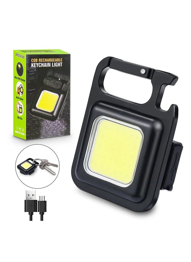 COB COB Rechargeable Mini Keychain Flashlight Pocket Light With Folding Bracket Bottle Opener, Magnet Base For Fishing, Walking And Camping  - Image 1