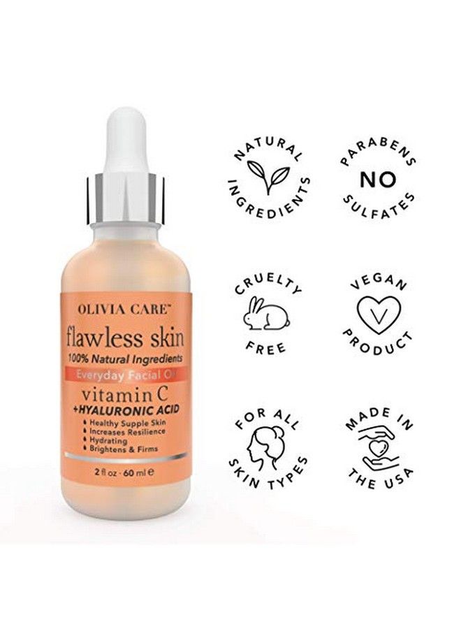 Olivia Care زيت الوجه اليومي بفيتامين C وحمض الهيالورونيك لبشرة خالية من العيوب من 100% L Ingredients. يرطب، يضيء، يجدد وينعم البشرة. مضاد للشيخوخة 2 أونصة سائلة. - Image 4