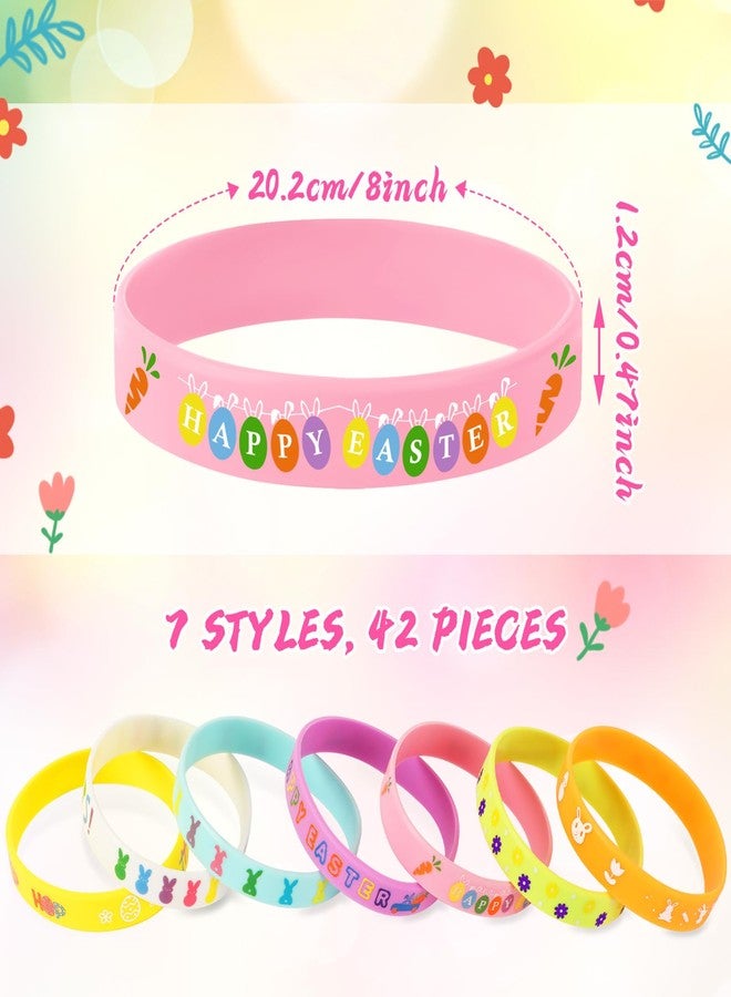 JUNEBRUSHS 42pcs Easter Party Favors Silicone Bracelets Bunny Egg Carrot Chicks Flowers Rubber Wristbands Accessories for Easter Egg Fillers Gifts Basket Stuffers Accessories Party Decorations - Image 2