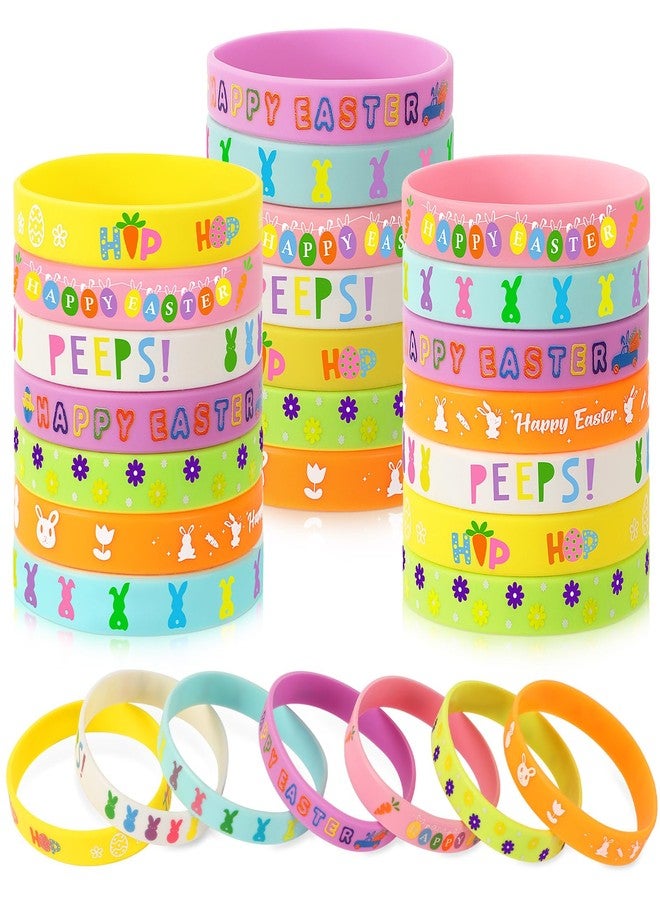 JUNEBRUSHS 42pcs Easter Party Favors Silicone Bracelets Bunny Egg Carrot Chicks Flowers Rubber Wristbands Accessories for Easter Egg Fillers Gifts Basket Stuffers Accessories Party Decorations - Image 1