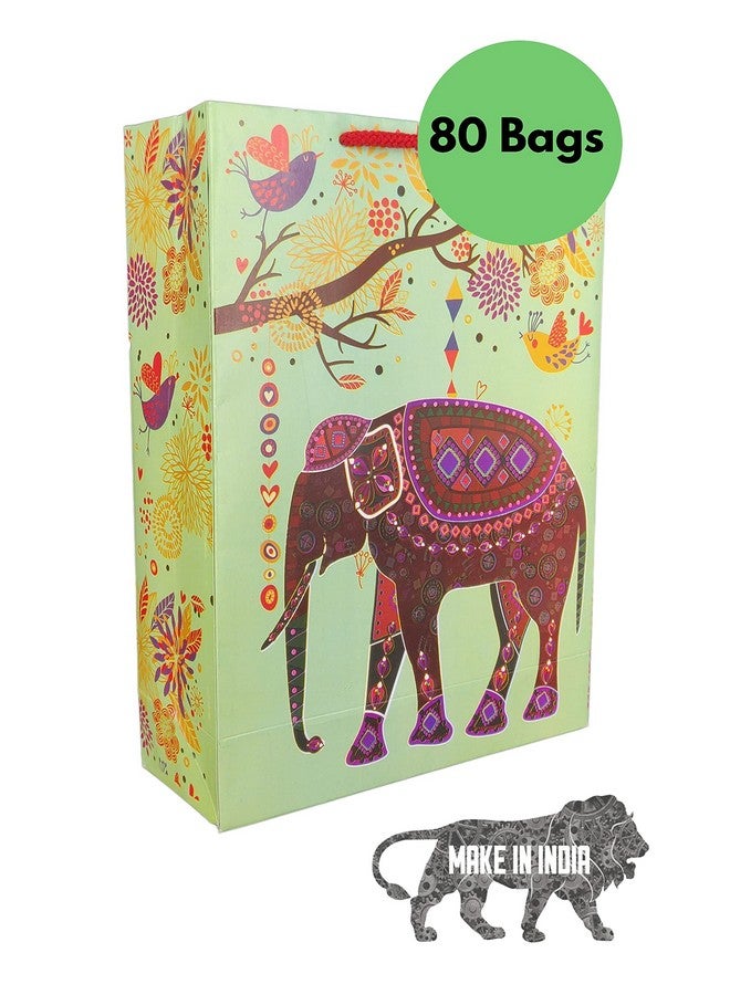 Arrow Paper Bags Elephant Design Gift Bags For Gifting, Weddings, Birthday, Holiday Presents (28Cm X 20 Cm X 7.5 Cm, Pack Of 80),Multi-Coloured - Image 3