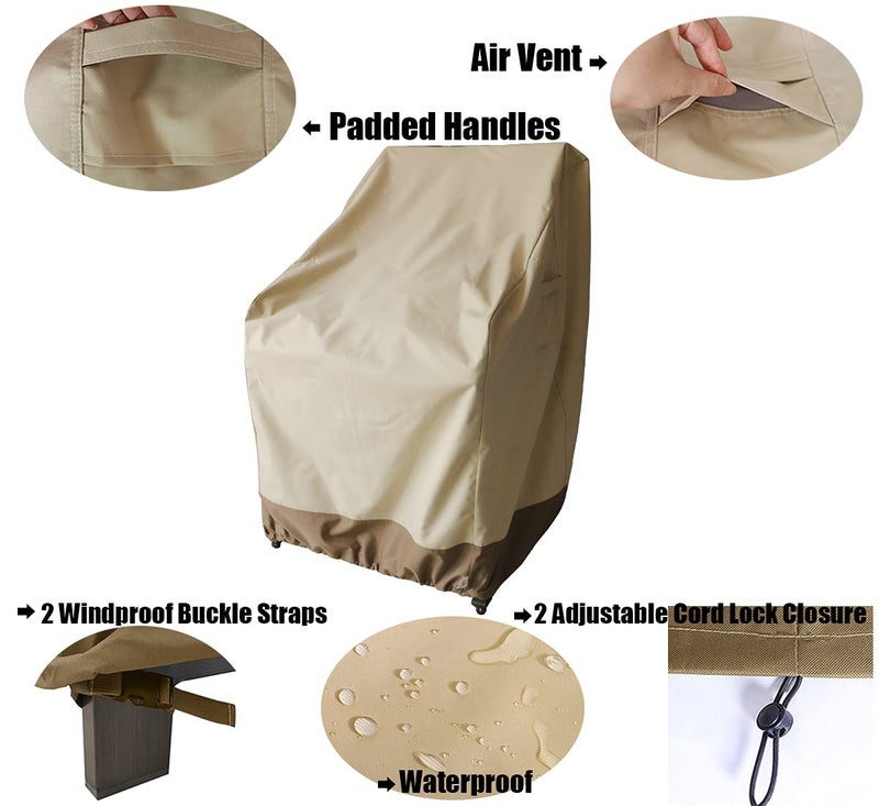 Rutile Patio Chair Cover Outdoor Furniture Covers Waterproof Fits up to 26W x 28D x37.5H inches, Outdoor Patio Rocking Swivel Chair Covers, 2Pack - Image 4
