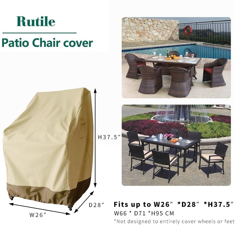 Rutile Patio Chair Cover Outdoor Furniture Covers Waterproof Fits up to 26W x 28D x37.5H inches, Outdoor Patio Rocking Swivel Chair Covers, 2Pack - Image 5