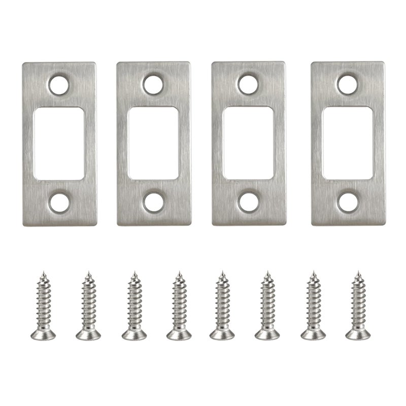 Stainless Steel Deadbolt Strike Plate Square Round Corner Backplate 1 x 214 with 8 Screws Stainless Steel