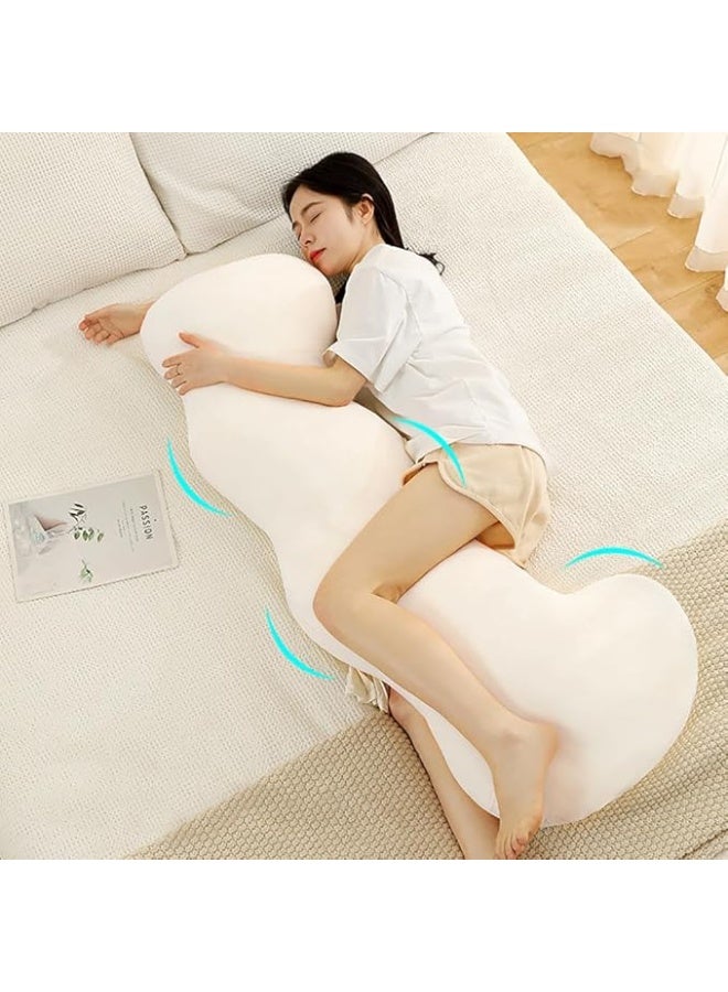 Large Body Pillow, Breathable Long Cloud Shape Pillow for Side Sleeper, Cooling Memory Foam Body Pillow Big Large Firm Full Body Pillow for Adults, 130*50cm (White) - Image 1