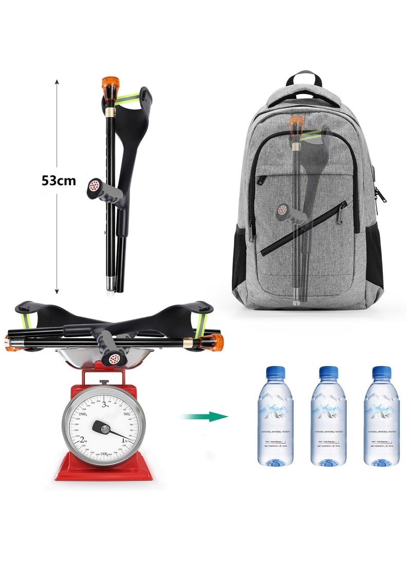 رو سيانل زوج من العكازات الأمامية القابلة للطي بتصميم مريح للبالغين مع حزام مضاد للانزلاق، ارتفاع قابل للتعديل على 10 مستويات، مناسب للبالغين الذين يعانون من إصابة في الساق (زوج - مقبض أسود) - Image 5