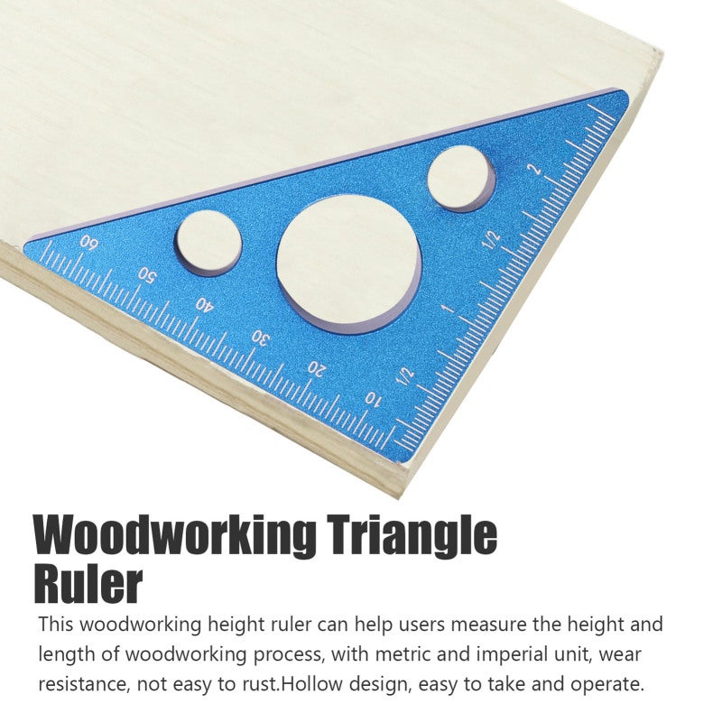 Woodworking Triangles Ruler Aluminum Alloy Height Ruler Metric Inch Height Ruler Woodworking Square Measuring Tools Kit - Image 3