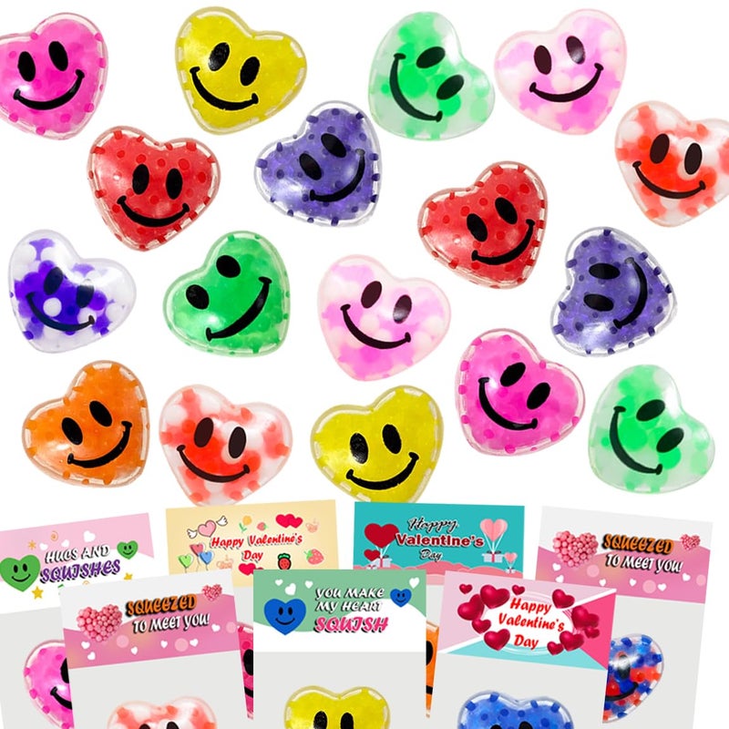 Cherislpy 24 Pack Valentines Day Gifts Cards with Heart Stress Balls Squishy Squeeze Toys Great for Valentines Party Favors Valentine's Day Gifts - Image 2