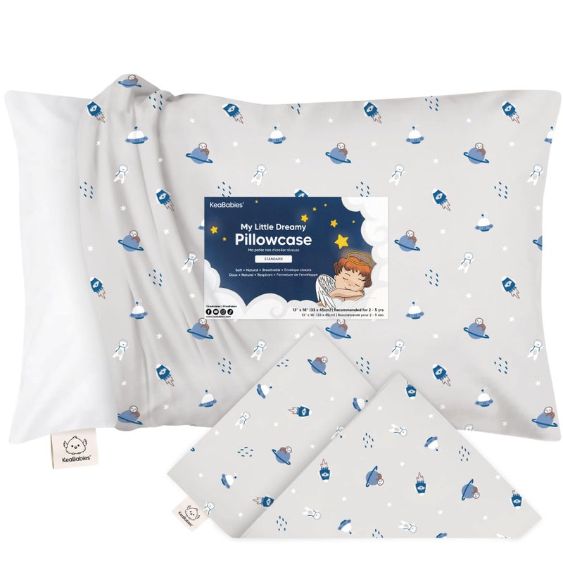 KeaBabies Toddler Pillowcase 13"x18" - Organic Cotton Toddler Pillowcase for Kids, Boys, Girls, Soft & Durable Cotton Cover for Miniature Sleepy Pillows, Cute Colors, Pillow Sold Separately (Cosmo) - Image 1