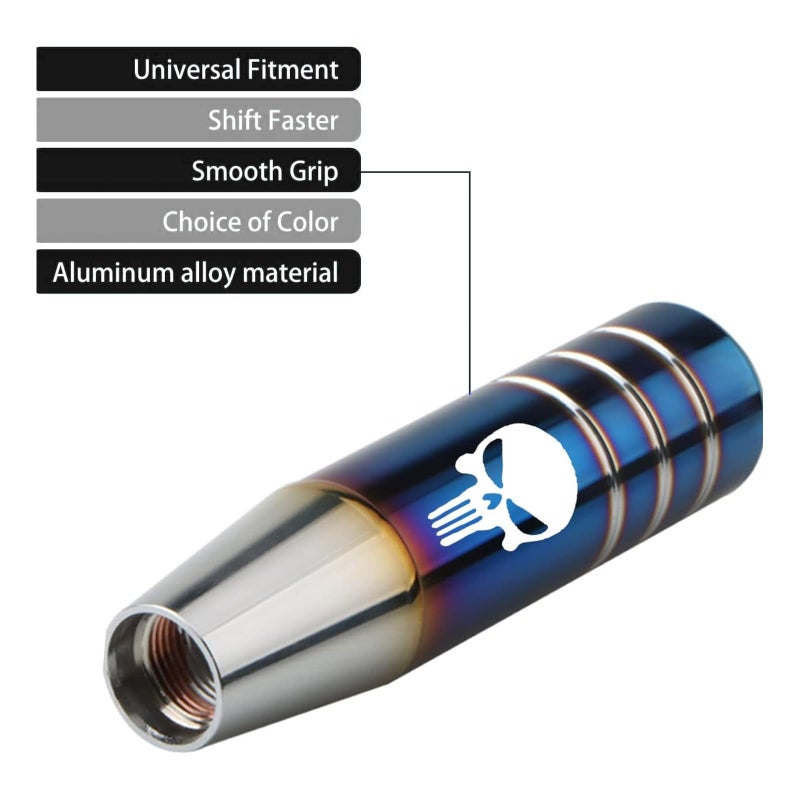 GKmow Pack-1 Gear Stick Shifter Knobs, Skull Aluminum Alloy Weighted Gear Lever, Metal Stick Shifter Handle for Most Automatic Manual Vehicle (Multicolored) - Image 3