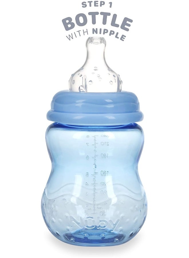 Nuby Nuby 3 in 1 Baby Bottle to Training Sippy Cup - 8 Oz Toddler Cups Spill Proof with Soft Spout, & Removable Grip Handles  - Image 4