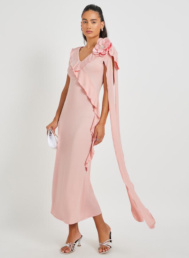 Take Two Floral Accent Midi Dress  - Image 1