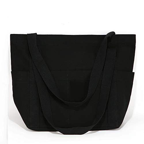 Augbunny XL Heavy Duty Canvas Grocery Bag Multi Purpose Tote Outer Pockets - Image 1