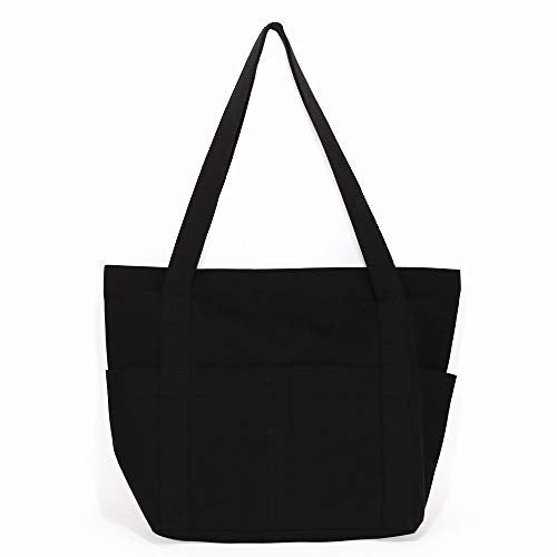 Augbunny XL Heavy Duty Canvas Grocery Bag Multi Purpose Tote Outer Pockets - Image 2