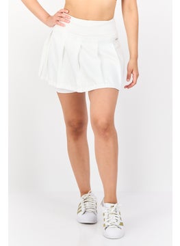Women 2 Pcs Sportswear Fit Tennis Skirts And Short, White