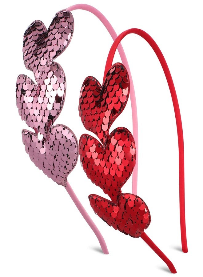 Garneck 2pcs Valentines Heart Headbands Shaped Headband Glitter Hair Accessories for Women Girls Kids Heart Hair Hoop for Valentines New Year Birthday Wedding Party Decoration - Image 1