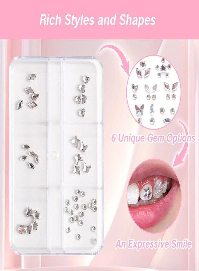 YAFIYGI طقم جواهر الأسنان YAFIYGI مع كريستالات فضية وديامانتس مؤقتة لجواهر الأسنان طقم مجوهرات جواهر الألماس للأسنان طقم جواهر الأسنان DIY جواهر على شكل جواهر الأسنان (بدون غراء) - Image 4