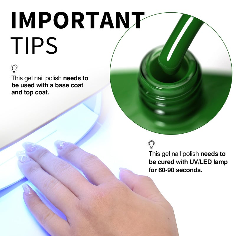 CANNI Green Gel Nail Polish, 1Pcs Emerald Dark Green Color Gel Polish Nail High Gloss Soak Off UV French Manicure Salon DIY - Image 4