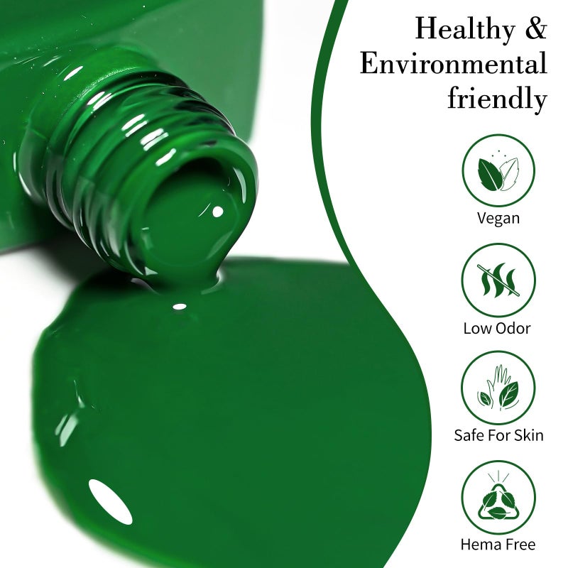 CANNI Green Gel Nail Polish, 1Pcs Emerald Dark Green Color Gel Polish Nail High Gloss Soak Off UV French Manicure Salon DIY - Image 2