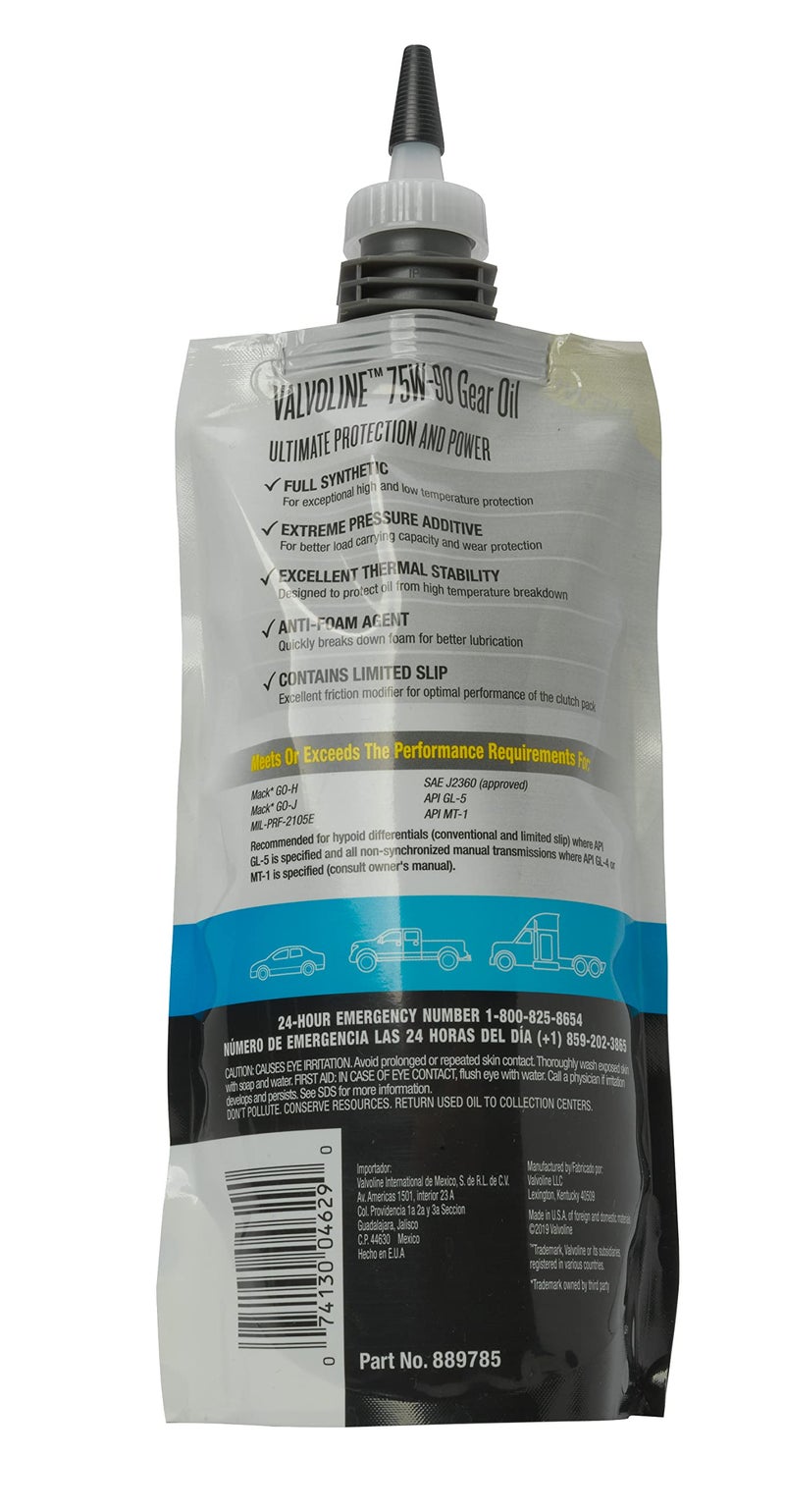 Valvoline Flexfill SAE 75W-90 Full Synthetic Gear Oil 1 QT, Case of 4 - Image 3