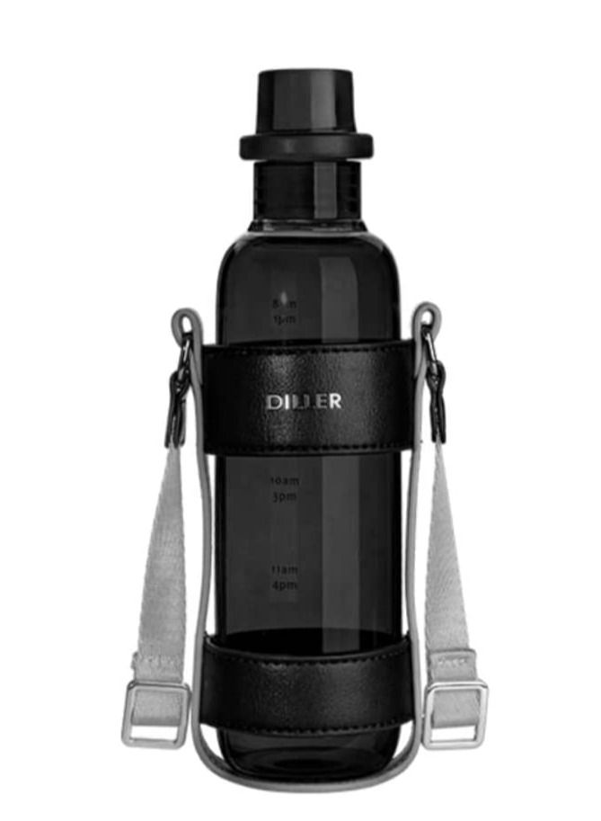 DILLER Water Bottle with Sleeve Free Leakproof Sport Plastic Motivational Water Bottle With Strap Gift for Kids Women Men - Image 1