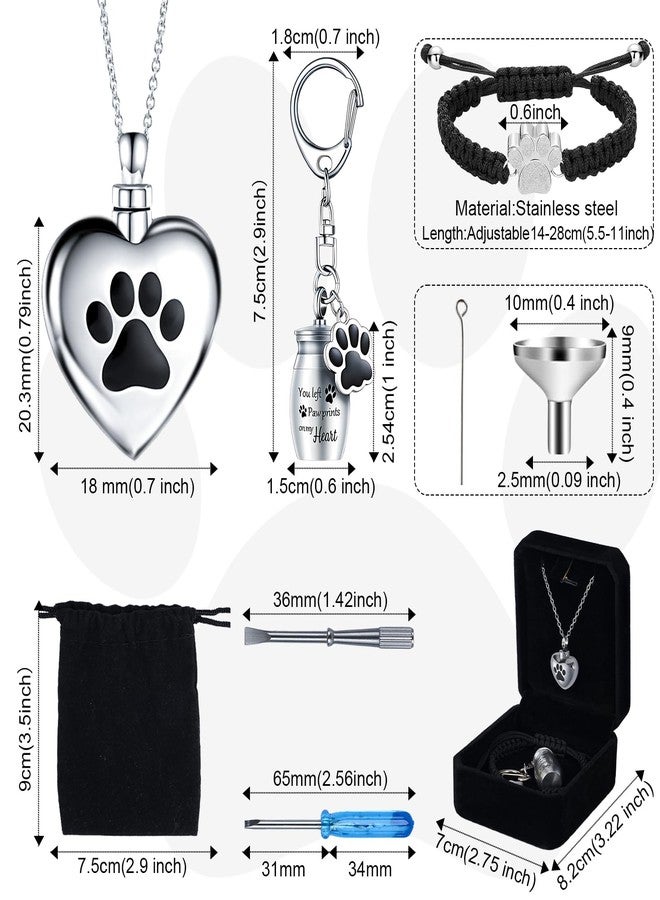 FACULX 3-Piece Cremation Jewelry Set for Ashes - Heart urn Necklaces for Ashes, Paw Print urn Bracelet for Ashes, Keychain - Ashes Keepsake for Pets with Filling Kit & Jewelry Box - Image 2