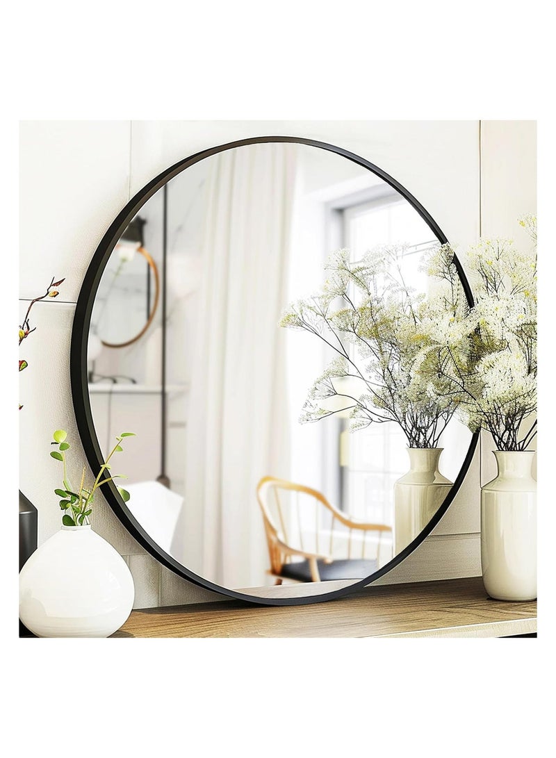 bunca Black round mirror with metal frame, 50cm/20in & 100cm/39in wall mirrors for living room, bedroom, bathroom - Image 1