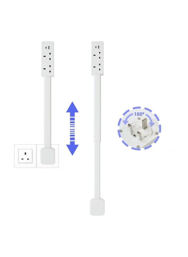 Power outlet extender Accesses hard-to-reach outlets Features USB-A, USB-C and 2 AC outlets Extends approximately 19.49-28.15 inches 180° rotatable For use behind sofas, nightstands, desks, etc. U.K. Standard - Image 4
