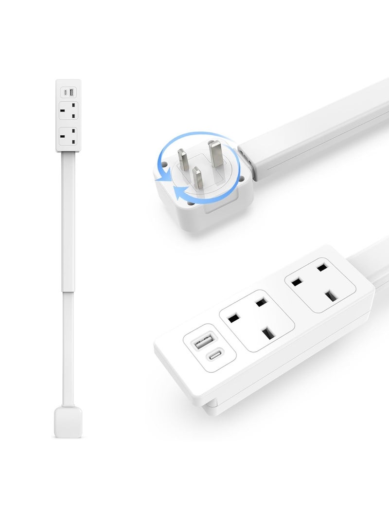 Power outlet extender Accesses hard-to-reach outlets Features USB-A, USB-C and 2 AC outlets Extends approximately 19.49-28.15 inches 180° rotatable For use behind sofas, nightstands, desks, etc. U.K. Standard - Image 1