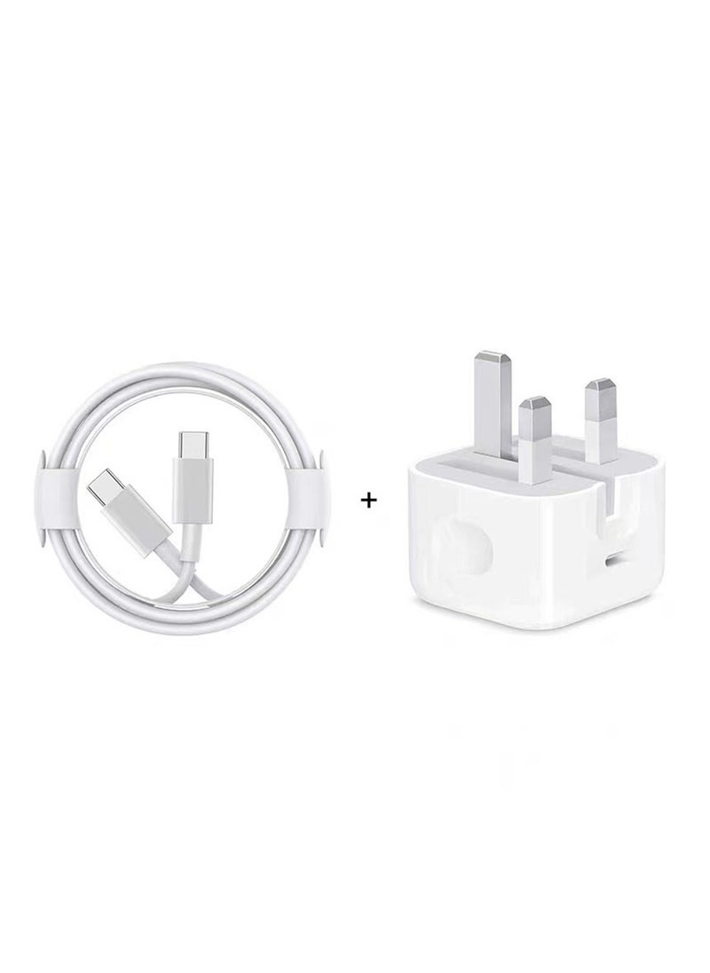 CoomBe - iPhone 35W USB C Fast Charge Adapter, Type C Power Block Wall Charger, Plug Adapter, with 1 Meter 35W Fast Charging Cable, Compatible with iPhone 16 Pro Max, iPhone 16 Pro, iPhone 16 Plus, iPhone 16, iPhone 15 Pro Max, iPhone 15 Pro, iPhone 15 Plus, iPhone 15, White - Image 1