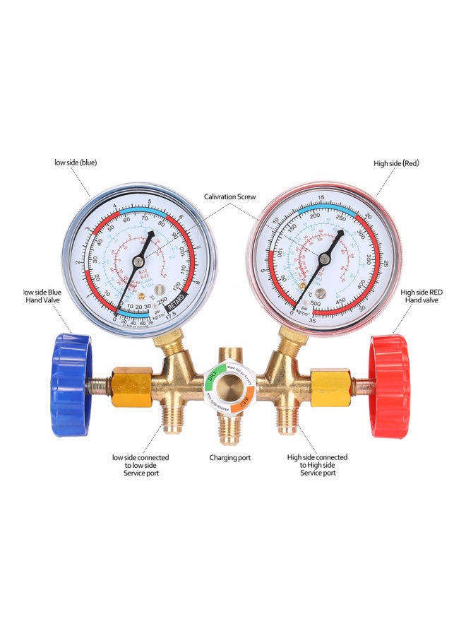 Loquat 3 Way  Gauge  For R134A R12 R22 R502 Refrigerants With Couplers And Acme Adapter - Image 4