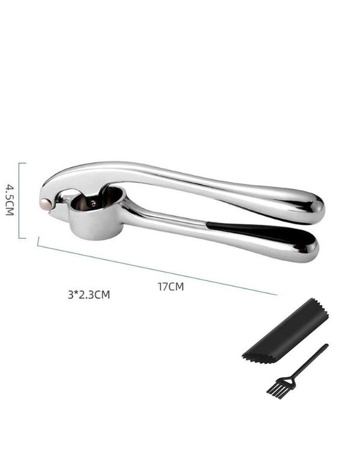 مطحنة ثوم يدوية كبيرة الحجم أداة مطبخ لهرس الثوم مع فرشاة تنظيف وقشارة 3 قطع - Image 5