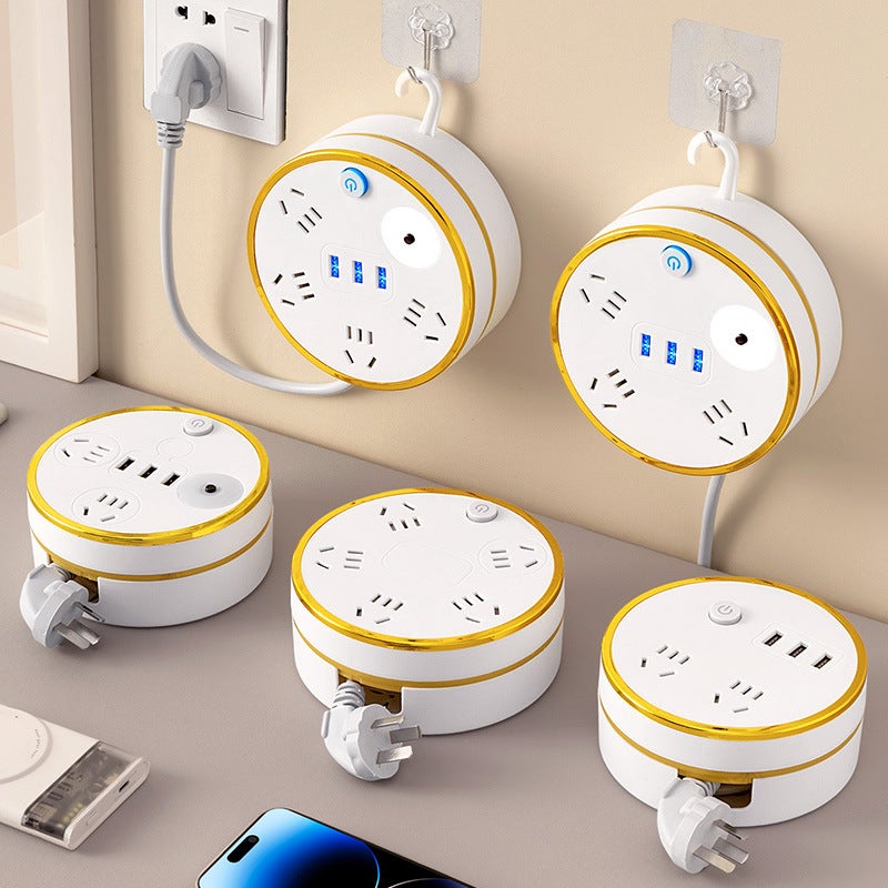 Retractable Storage Socket With Usb Plug Board With Wire Panel Multi-Hole Plug-In Function Household Plug Board Student Dormitory - Image 2