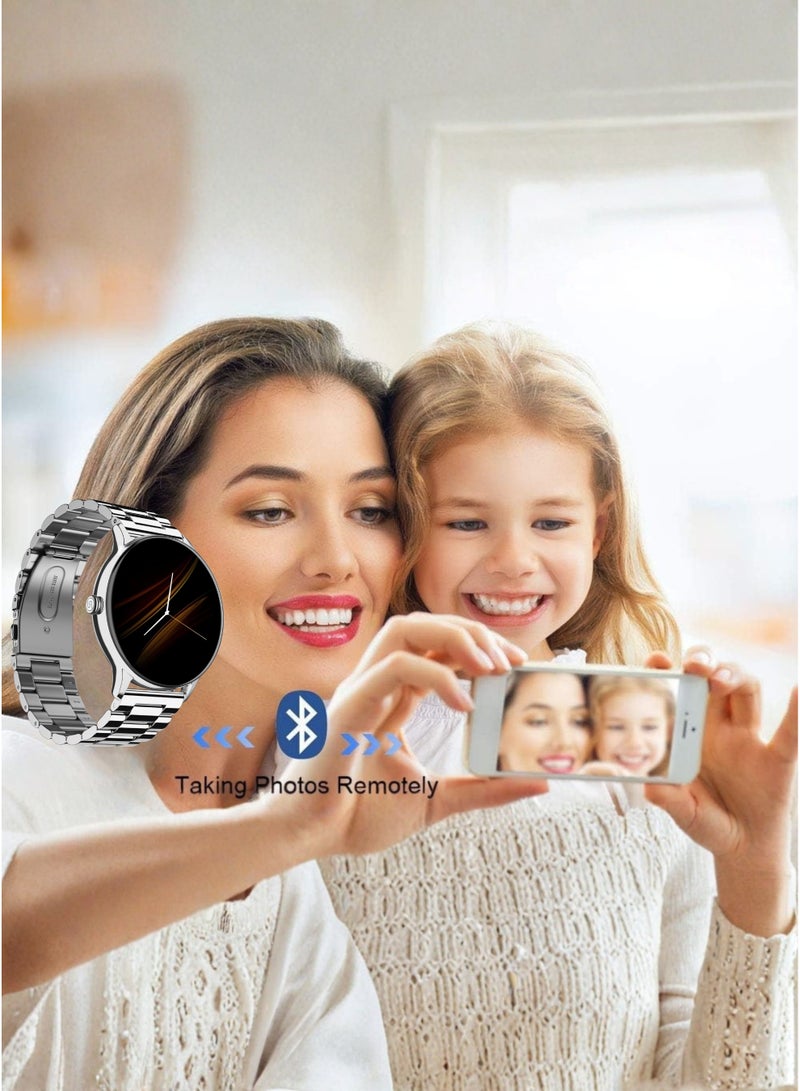 Wisme X57 Ultra Thin Smart Watch with 3 Straps (Metal + 2 Silicone), Super AMOLED Round Dial, Multi Sports Modes Fitness Tracker, Long Battery Life, Sleek Unisex Design Bluetooth Smartwatch (Silver) - Image 5