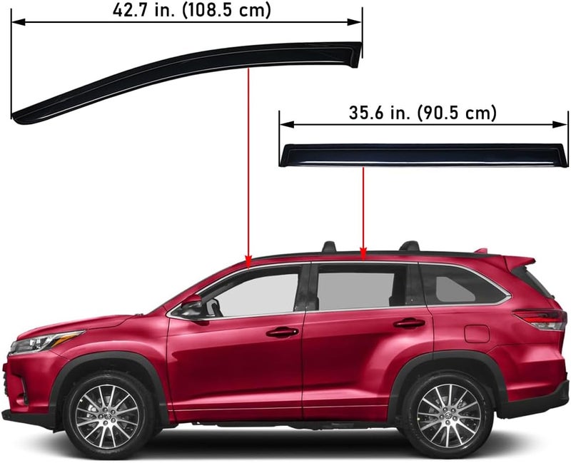 Lightronic WV94427 Tape-on Side Window Visor Deflector Rain Guard Set for Toyota Highlander 2014-2019 - Image 2