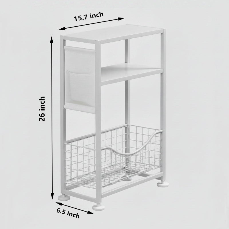 ZEXVIDA Skinny Side Table with Storage, 3 Tier Slim Side Tables for Small Spaces, Skinny End Table Narrow Bedside Table Narrow Side Table for Living Room, Bedroom - Image 3