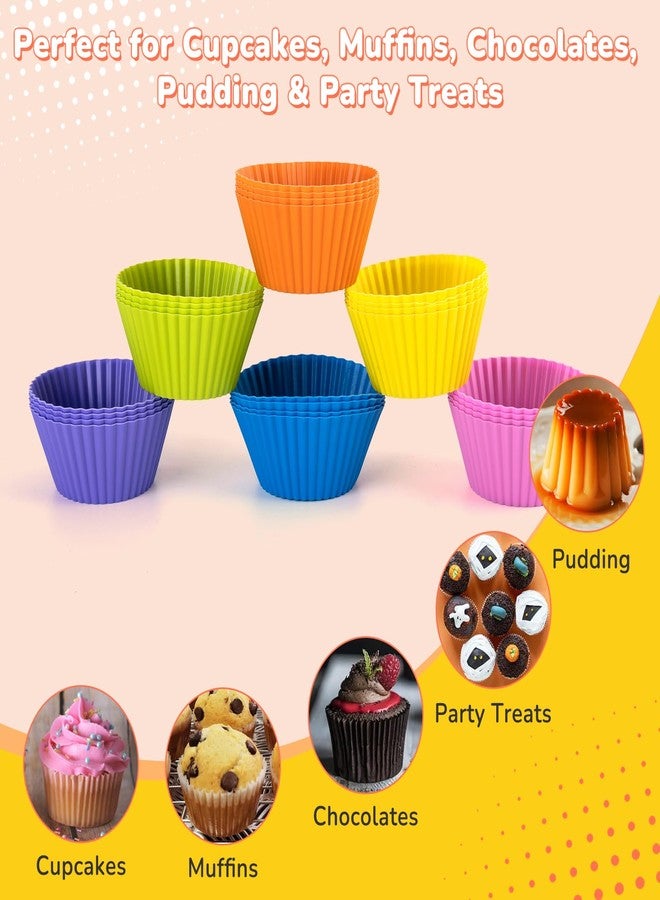 Piszvbej 24 Pack Silicone Cupcake Liners for Baking, Multi-color Reusable Silicone Baking Cups, Non-Stick and Flexible Muffin Liners, Easy to Clean, for Cupcake, Muffins and Party Treats (6 Colors) - Image 5