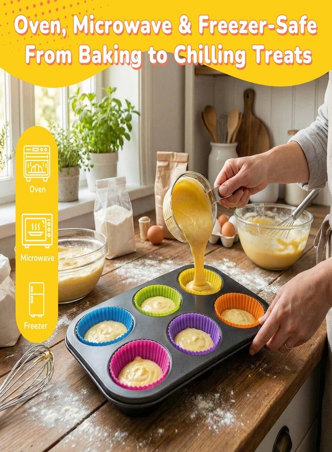 Piszvbej 24 Pack Silicone Cupcake Liners for Baking, Multi-color Reusable Silicone Baking Cups, Non-Stick and Flexible Muffin Liners, Easy to Clean, for Cupcake, Muffins and Party Treats (6 Colors) - Image 4