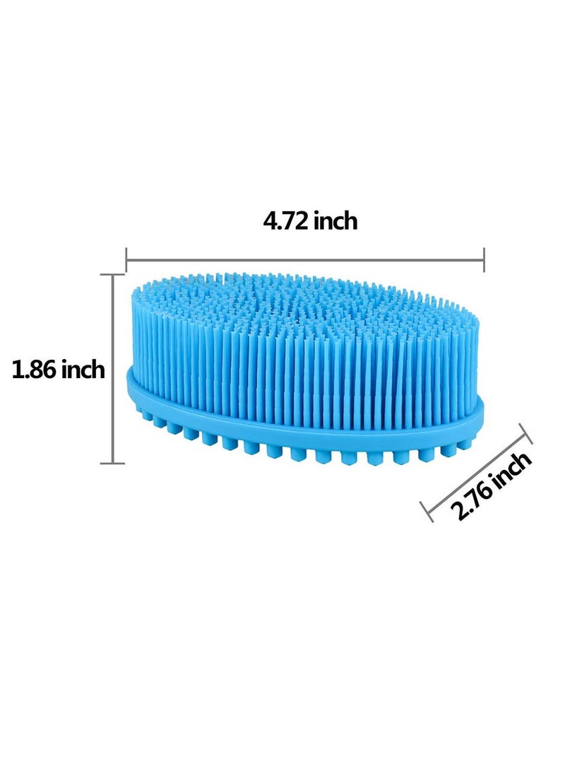 3 Pack Silicone Loofah Body Scrubber, Soft Silicone Loofahs, Bath Brush Easy to Clean for Shower Massaging Spa Gym Travel Outdoor Gift (Pink/Blue/Green) - Image 2
