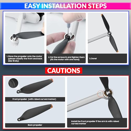 amiciCare DJI Mini 3 Pro Drone Propellers, Low Noise Replacement Drone Wings, Dual Color and Light Weight - Image 4